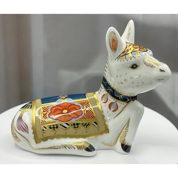 Royal Crown Derby Donkey Foal 2003 Porcelain Figurine Imari Design 4 Inch - Picture 1 of 8